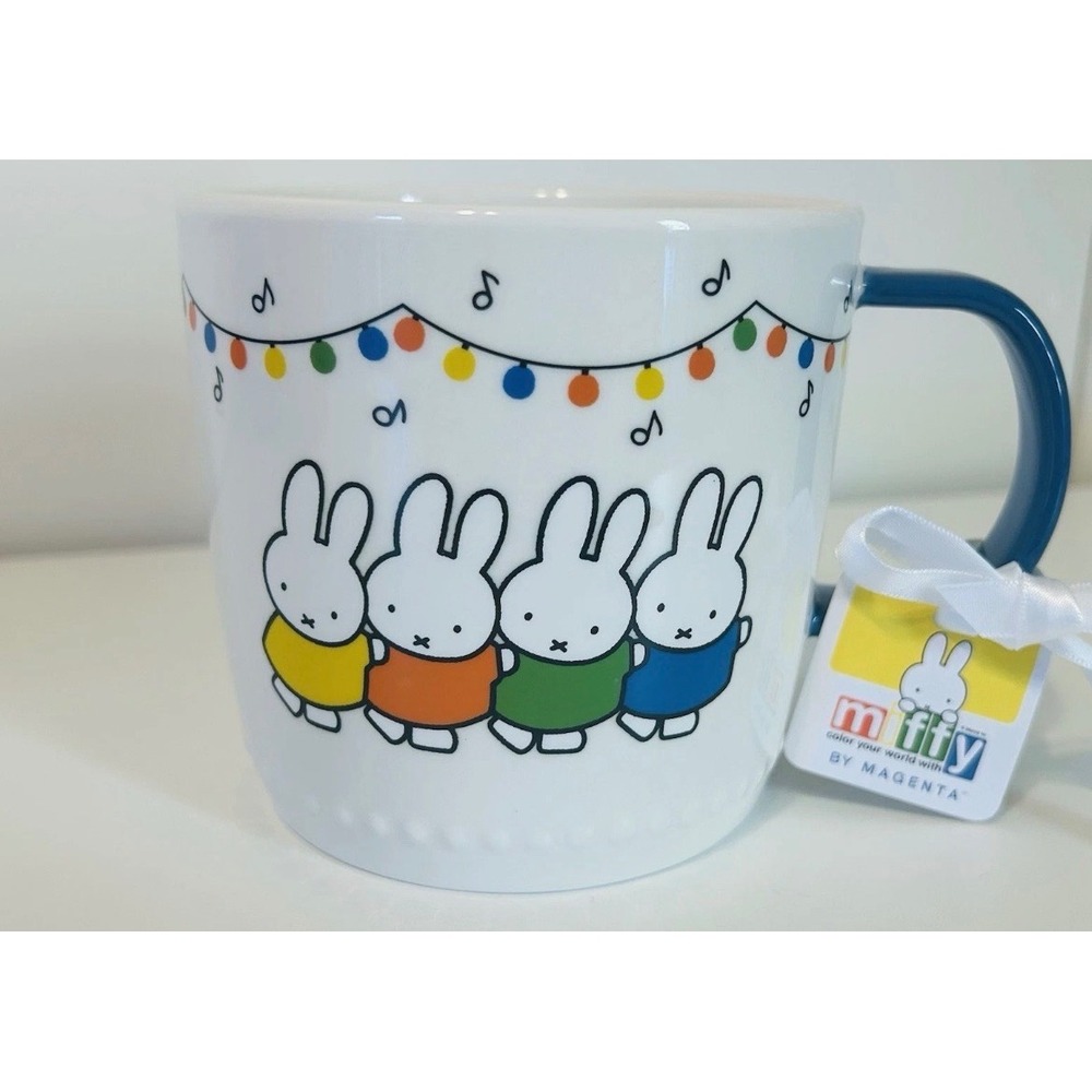 Miffy Merry Christmas Mug White‎ Blue Handle Festive Lights Music Notes